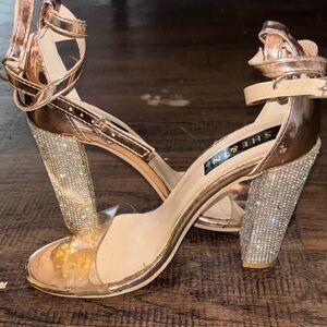 SHEIN Women's Gold and Silver Glitter Heels